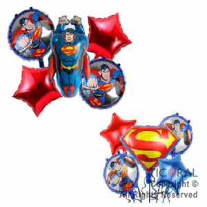 SET DE GLOBOS METALIZADO SUPERMAN 5 UNIDADES X 1